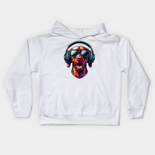 Vizsla Smiling DJ in Bold Japanese Artwork Style Kids Hoodie